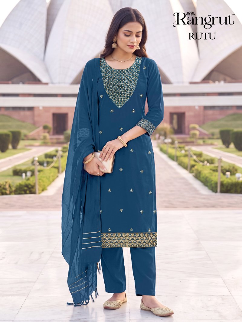 Rutu By Rangrut Malai Crep Sequence Embroidery Salwar Kameez 